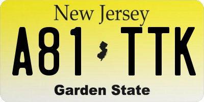 NJ license plate A81TTK