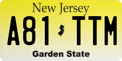NJ license plate A81TTM