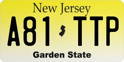 NJ license plate A81TTP