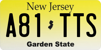 NJ license plate A81TTS