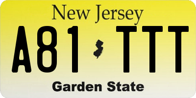 NJ license plate A81TTT