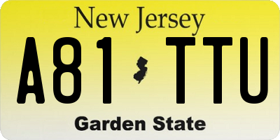 NJ license plate A81TTU