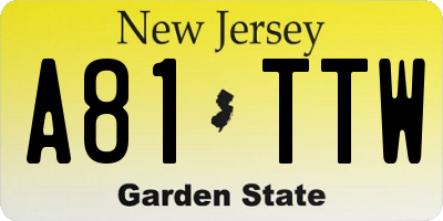 NJ license plate A81TTW