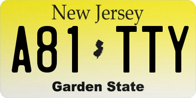 NJ license plate A81TTY