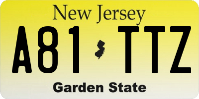 NJ license plate A81TTZ