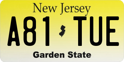 NJ license plate A81TUE