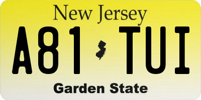 NJ license plate A81TUI