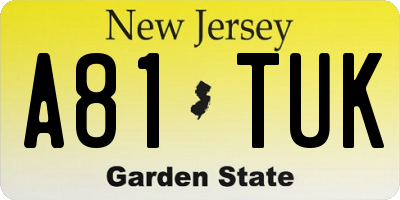 NJ license plate A81TUK