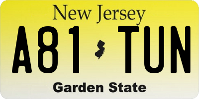 NJ license plate A81TUN