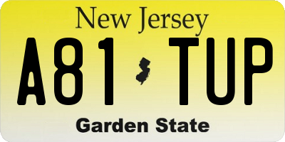 NJ license plate A81TUP