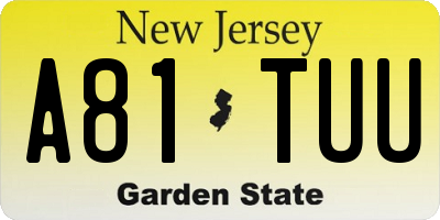 NJ license plate A81TUU