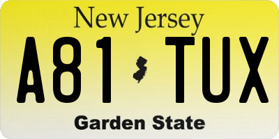 NJ license plate A81TUX