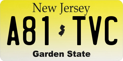 NJ license plate A81TVC