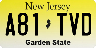 NJ license plate A81TVD