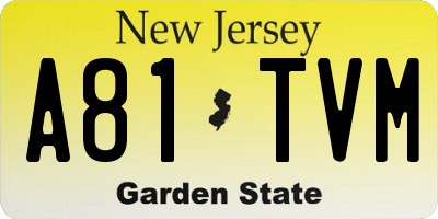 NJ license plate A81TVM