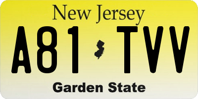 NJ license plate A81TVV