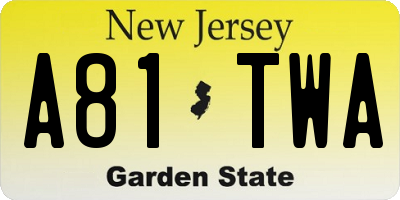 NJ license plate A81TWA