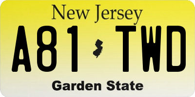 NJ license plate A81TWD