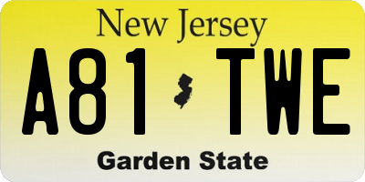 NJ license plate A81TWE