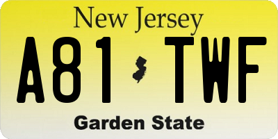 NJ license plate A81TWF
