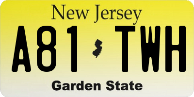 NJ license plate A81TWH