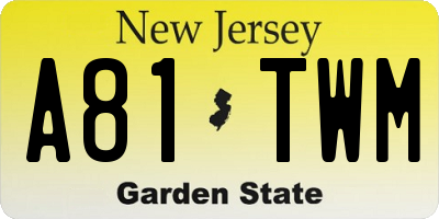 NJ license plate A81TWM
