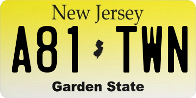 NJ license plate A81TWN