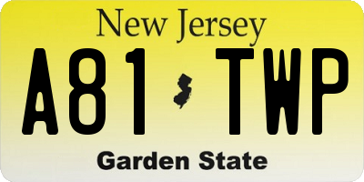 NJ license plate A81TWP