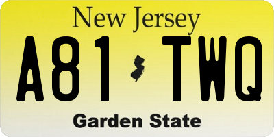 NJ license plate A81TWQ