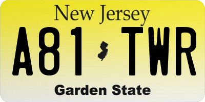 NJ license plate A81TWR