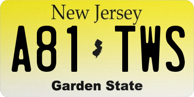 NJ license plate A81TWS