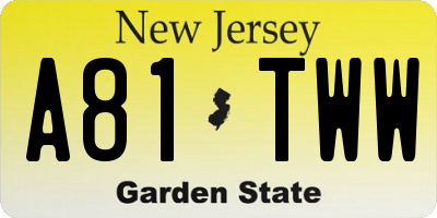 NJ license plate A81TWW