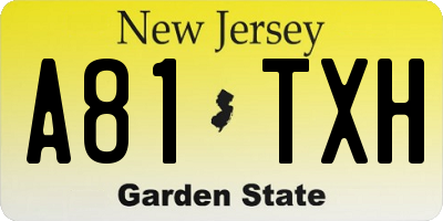 NJ license plate A81TXH