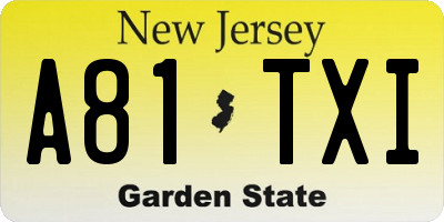 NJ license plate A81TXI