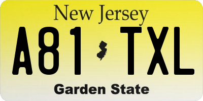 NJ license plate A81TXL