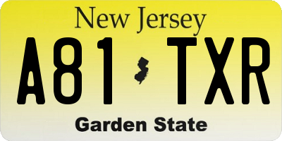 NJ license plate A81TXR
