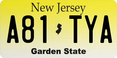 NJ license plate A81TYA