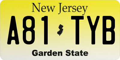 NJ license plate A81TYB