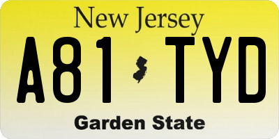 NJ license plate A81TYD