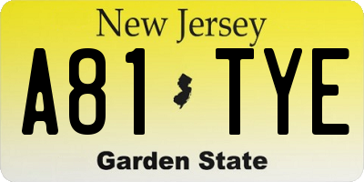 NJ license plate A81TYE