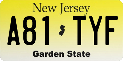 NJ license plate A81TYF