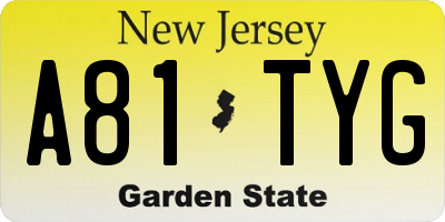 NJ license plate A81TYG