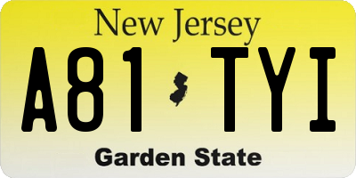 NJ license plate A81TYI