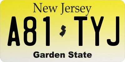 NJ license plate A81TYJ