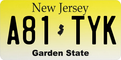 NJ license plate A81TYK