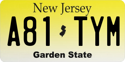 NJ license plate A81TYM
