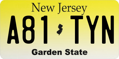 NJ license plate A81TYN