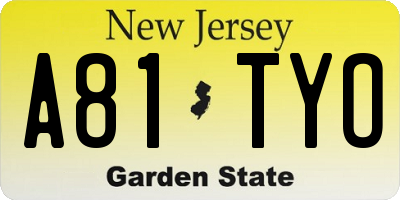NJ license plate A81TYO