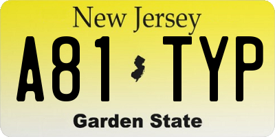 NJ license plate A81TYP