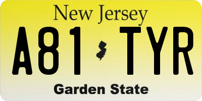NJ license plate A81TYR